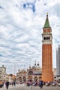 St. MarkÃ¢â¬â¢s Square in Venice with the Basilika San Marco, Clock Tower and the DogeÃ¢â¬â¢s Palace Royalty Free Stock Photo